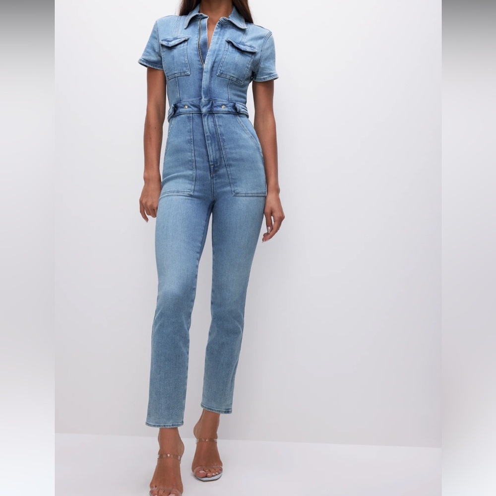 🆕 Good American Jumpsuit Fit For Success Denim Size Large MSRP $199